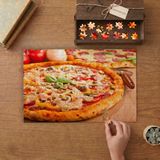 Italyan Pizzası - Bol Sebzeli Pizza Tasarımı 240 Parça Ahşap Puzzle Ahşap Kutuda MP01907