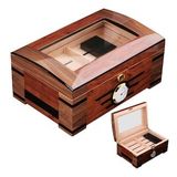 İtalyan Sediri 2 Katlı Camlı Özel Humidor Puro Kutusu ht82