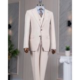 Italyan Stil 8 Drop Ceket Yelek Pantolon Takım Elbise Bej T14594 - 50