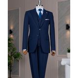 Italyan Stil 8 Drop Ceket Yelek Pantolon Takım Elbise Lacivert T14592 - 46