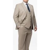 Italyan Stil Battal Ceket Yelek Pantolon Takım Elbise Bej T12153 - 58