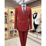 İtalyan stil ceket pantolon erkek takım elbise kırmızı T11085 - 50