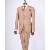 İtalyan Stil Ceket Yelek Pantolon Takım Elbise Camel T12820 - 58