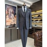 İtalyan stil çizgili ceket yelek pantolon takım elbise antrasit T10728 - 50
