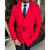 İtalyan stil erkek kısa kaşe trençkot mont kaban Kırmızı T4386 - XS