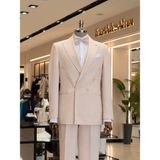 Italyan Stil Kruvaze Ceket Pantolon Takım Elbise Bej T14197 - 56