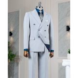 Italyan Stil Kruvaze Ceket Pantolon Takım Elbise Gri T14081 - 58