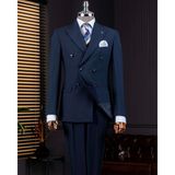 Italyan Stil Kruvaze Ceket Pantolon Takım Elbise Lacivert T14116 - 48