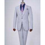 Italyan Stil Slim Fit 8 Drop Ceket Yelek Pantolon Takım Elbise Gri T12634 - 50