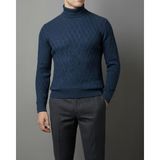 Italyan Stil Slim Fit Boğazlı Triko Erkek Kazak Lacivert T13253