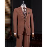 Italyan Stil Slim Fit Ceket Pantalon Takım Elbise Kahverengi T13999 - 50