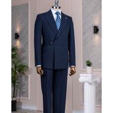 Italyan Stil Slim Fit Ceket Pantalon Takım Elbise Lacivert T14382 - 48