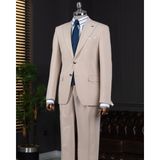 İtalyan stil slim fit ceket pantolon takım elbise bej T14010 - 56