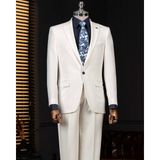 Italyan Stil Slim Fit Ceket Pantolon Takım Elbise Ekru T14158 - 52