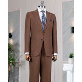 Italyan Stil Slim Fit Ceket Pantolon Takım Elbise Kahverengi T14154 - 46