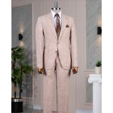 Italyan Stil Slim Fit Ceket Pantolon Takım Elbise Kahverengi T14458 - 50