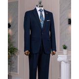 Italyan Stil Slim Fit Ceket Pantolon Takım Elbise Lacivert T14392 - 46