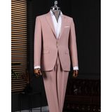 Italyan Stil Slim Fit Ceket Pantolon Takım Elbise Pembe T14159 - 52