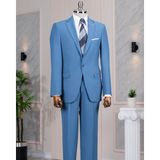 Italyan Stil Slim Fit Ceket Pantolon Takım Elbise Petrol T14157 - 46