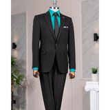 Italyan Stil Slim Fit Ceket Pantolon Takım Elbise Siyah T14391 - 46