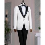 İtalyan stil slim fit ceket yelek pantolon damatlık set beyaz T14539 - 56