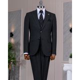 Italyan Stil Slim Fit Ceket Yelek Pantolon Takım Elbise Antrasit T14314 - 50