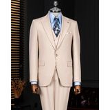 Italyan Stil Slim Fit Ceket Yelek Pantolon Takım Elbise Bej T14184 - 58