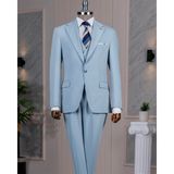 Italyan Stil Slim Fit Ceket Yelek Pantolon Takım Elbise Mavi T14185 - 50
