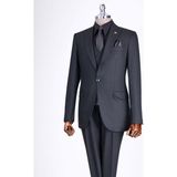 Italyan Stil Slim Fit Ceket Yelek Pantolon Takım Elbise Siyah T13056 - 48