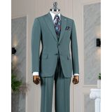 Italyan Stil Slim Fit Ceket Yelek Pantolon Takım Elbise Yeşil T14580 - 56