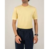 İtalyan stil slim fit erkek bisiklet yaka kısa kollu triko tişört sarı T20031-23 - XL