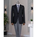 Italyan Stil Slim Fit Erkek Ceket Pantolon Kombin Takım Elbise Siyah T14670 - 50
