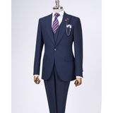 İtalyan Stil Slim Fit Erkek Ceket Yelek Pantolon Takım Elbise Lacivert T12994 - 46