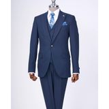Italyan Stil Slim Fit Erkek Ceket Yelek Pantolon Takım Elbise Lacivert T13466