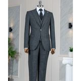 Italyan Stil Slim Fit Erkek Ceket Yelek Pantolon Takım Elbise Siyah T11020 - 46
