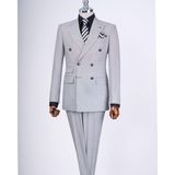 İtalyan Stil Slim Fit Erkek Kruvaze Ceket Pantolon Takım Elbise Siyah T12980 - 46