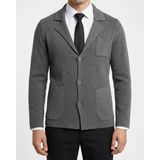 Italyan Stil Slim Fit Erkek Mono Yaka Düğmeli Hırka Gri T14845 - 2XL