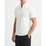 İtalyan stil slim fit erkek polo V yaka kısa kollu triko tişört beyaz T20045-07 - 3XL