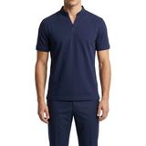 İtalyan stil slim fit erkek polo V yaka kısa kollu triko tişört lacivert T20045-02 - 3XL
