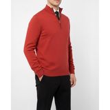Italyan Stil Slim Fit Erkek Yarım Boğazlı Fermuarlı Triko Kazak Kırmızı T13108