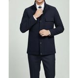 Italyan Stil Slim Fit Fermuarlı Ceket Pantolon Spor Takım Elbise Lacivert T14977 - 50