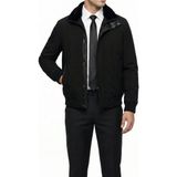 Italyan Stil Slim Fit Fermuarlı Kürk Yaka Deri Şeritli Erkek Mont Siyah T14696 - XL