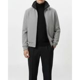 Italyan Stil Slim Fit Fermuarlı Kürk Yaka Deri Şeritli Mont Gri T15113
