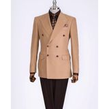 Italyan Stil Slim Fit Kadife Erkek Tek Ceket Camel T13183 - 48