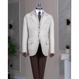 Italyan Stil Slim Fit Kapitone Düğmeli Çıkma Yakalı Erkek Mont Bej T14772 - 3XL