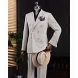 İtalyan stil slim fit kruvaze ceket pantolon takım elbise bej T14113 - 46