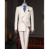 Italyan Stil Slim Fit Kruvaze Ceket Pantolon Takım Elbise Bej T14623 - 50