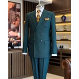 Italyan Stil Slim Fit Kruvaze Ceket Pantolon Takım Elbise Yeşil T13001 - 46
