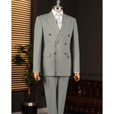 Italyan Stil Slim Fit Kruvaze Ceket Pantolon Takım Elbise Yeşil T14858 - 50