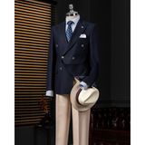 Italyan Stil Slim Fit Kruvaze Erkek Tek Ceket Lacivert T14396 - 46